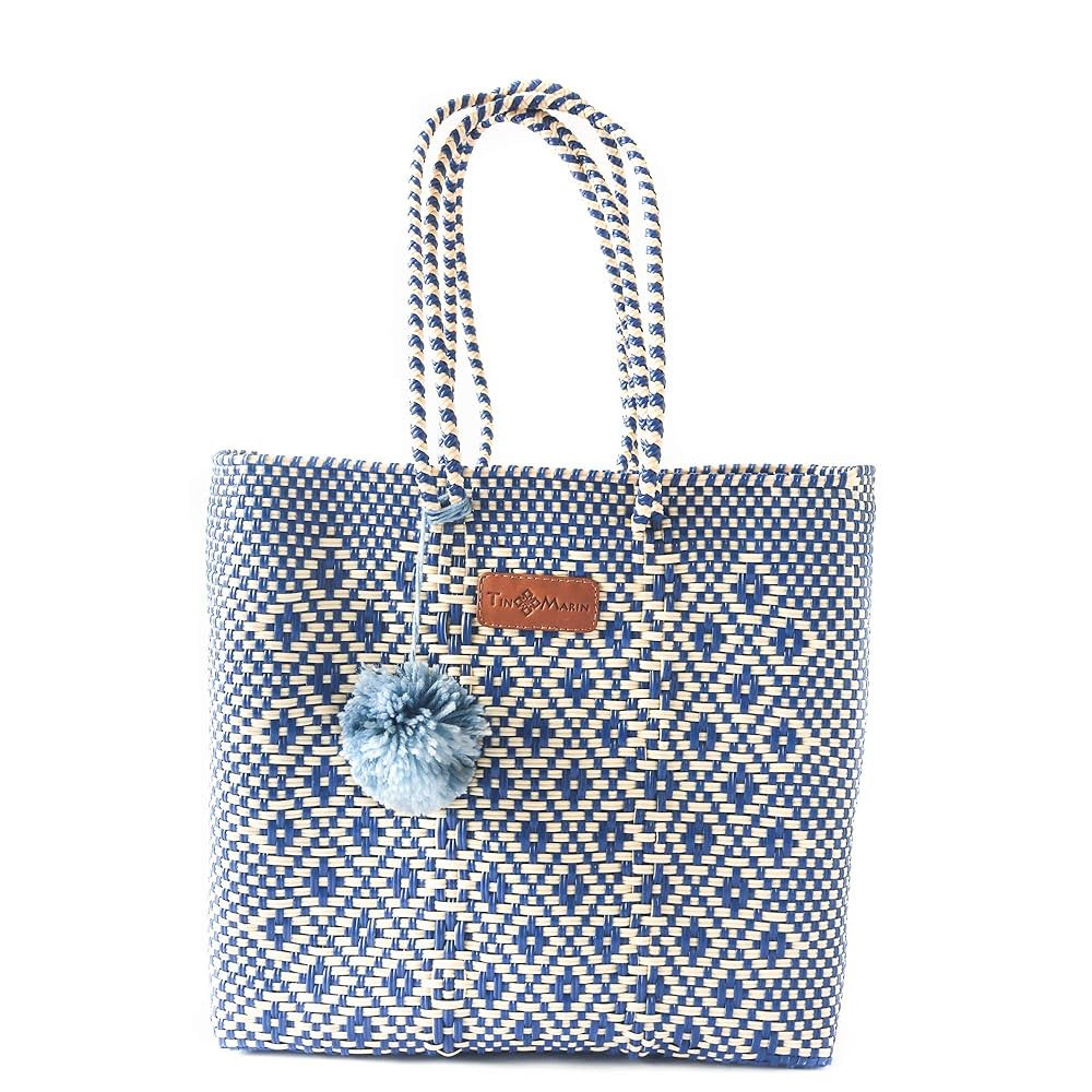 Mixte Tote, Handwoven Plastic Tote, Mexican Plastic Woven Bag, Beach Bag, Summer Bag | Amazon (US)