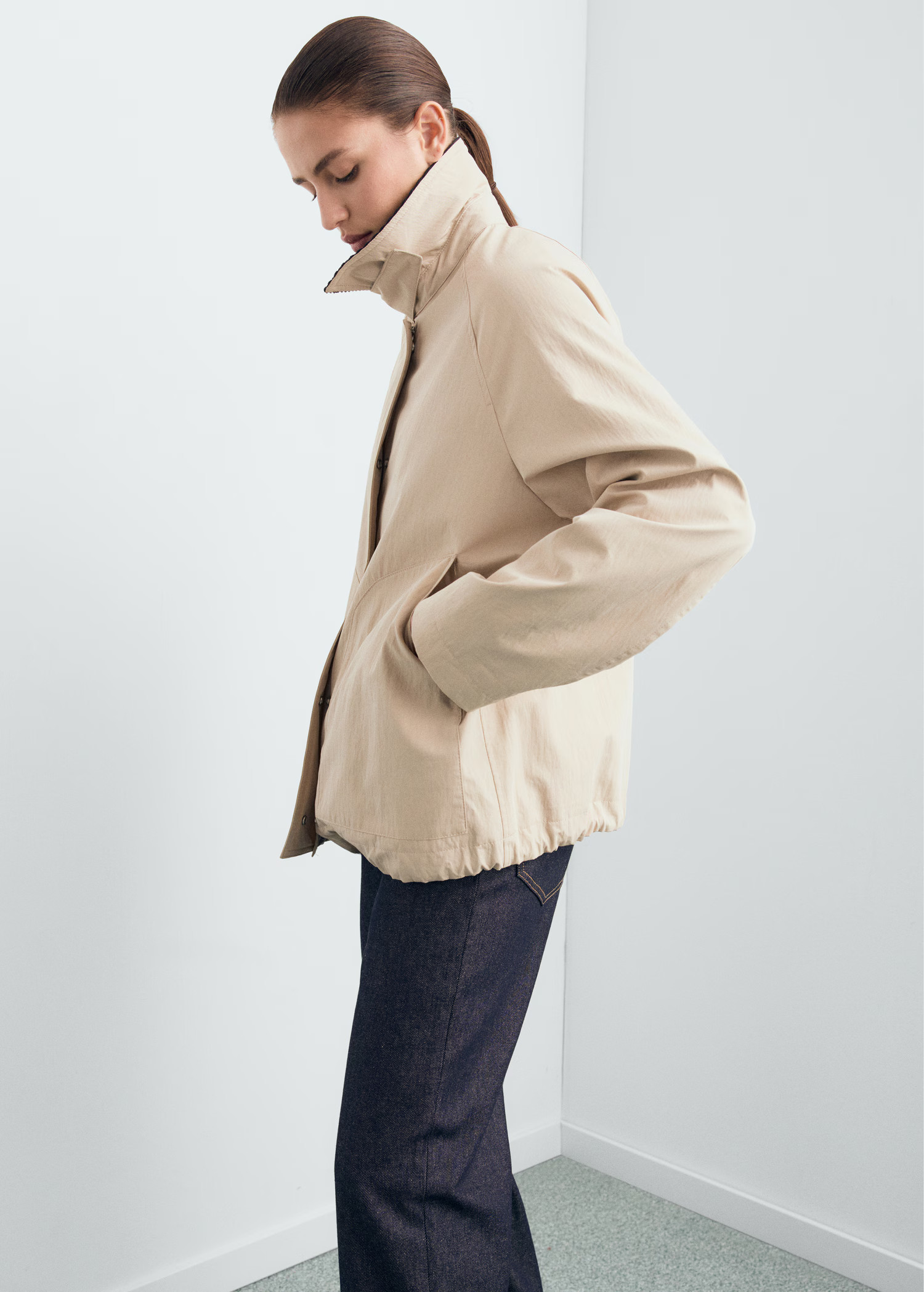 Cotton jacket with corduroy collar - Women | MANGO United Kingdom | MANGO (UK)