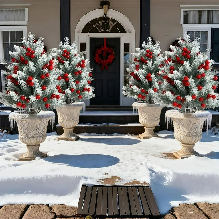 Outdoor Christmas Decorations,Artificial Christmas Tree Red Berries Decorations, Festive Garden A... | Walmart (US)
