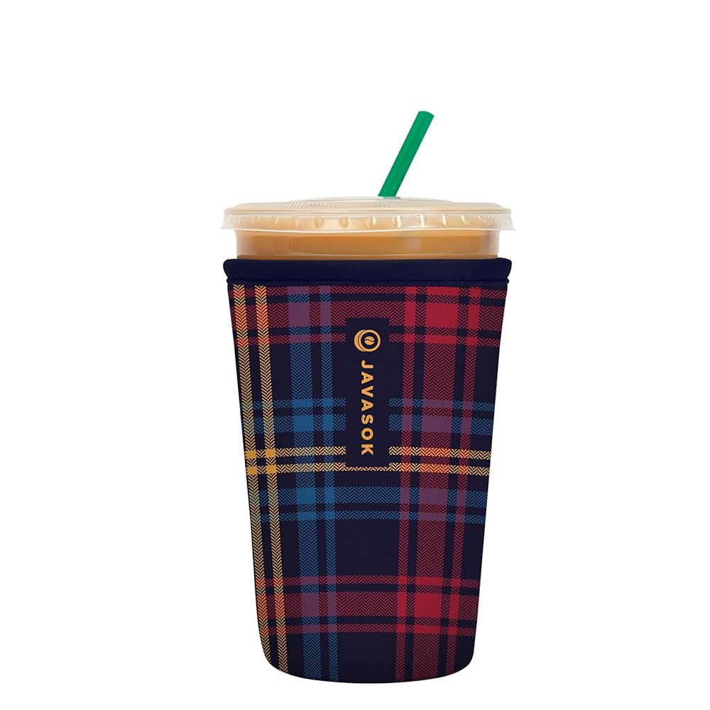 Sok It JavaSok Iced Coffee & Cold Soda Insulated Neoprene Cup Sleeve (Tartan Royale, Medium: 22-2... | Amazon (US)