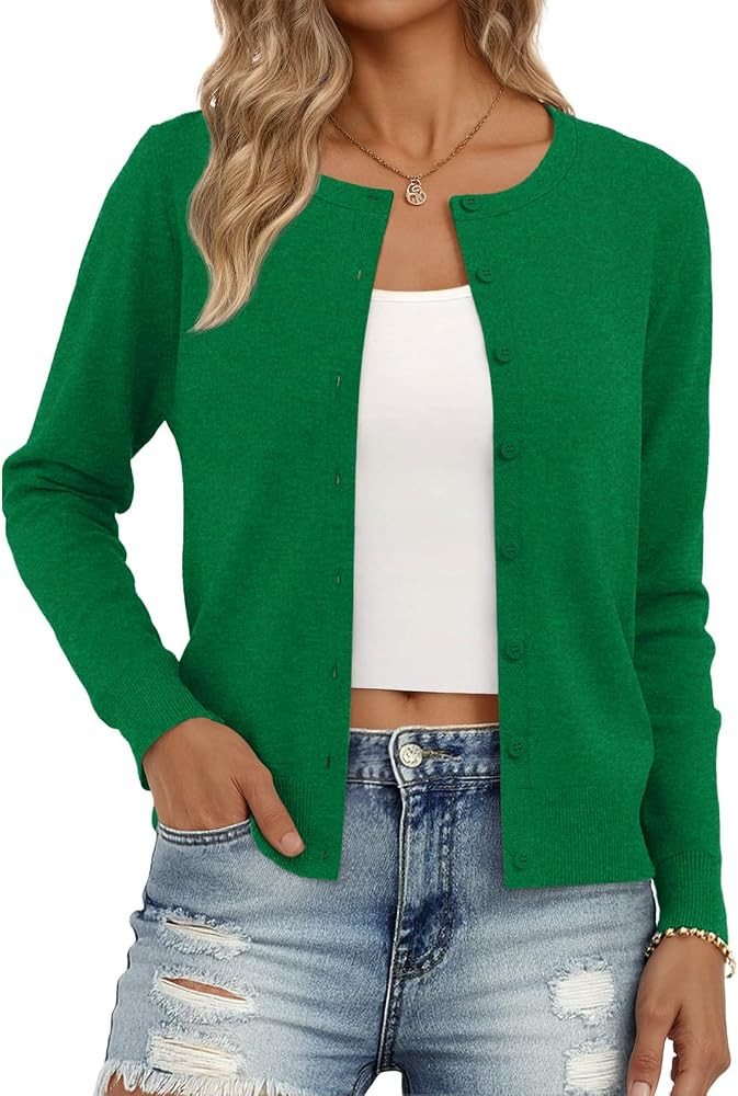 Trendy Queen Womens Cardigan Sweaters Lightweight Crew Neck Outfits Fall Fashion 2025 Clothing | Amazon (US)