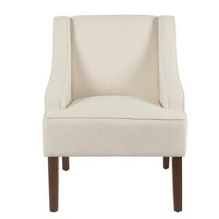 Linen-look Soft Cream Classic Swoop Arm Accent Chair | The Home Depot