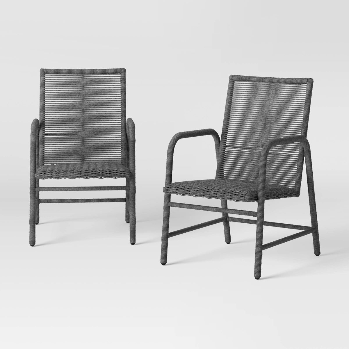2pc Granby Padded Wicker Outdoor Patio Dining Chairs Arm Chairs Gray - Threshold™ | Target