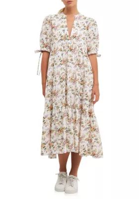 ENGLISH FACTORY Floral Tiered Midi Dress | Belk