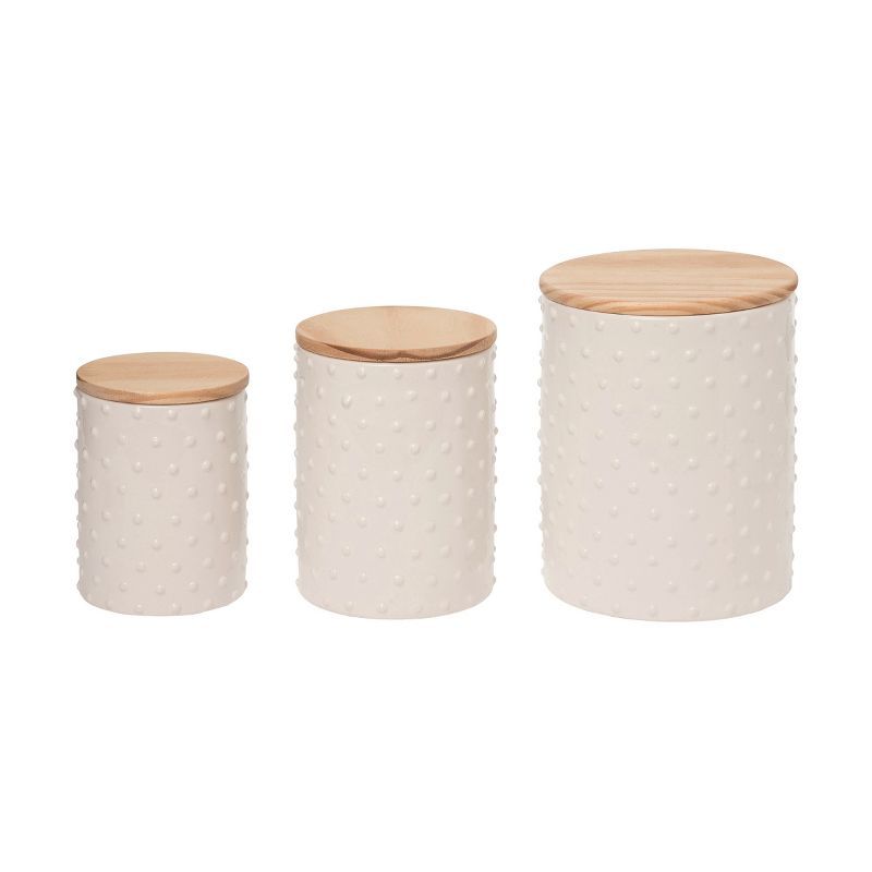 Transpac Ceramic White Everyday Hobnail Canisters Set of 3 | Target