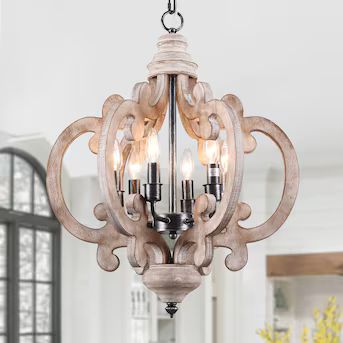 Cusp Barn FC4002 6-Light Weathered Wood Farmhouse Dry Rated Chandelier | Lowe's