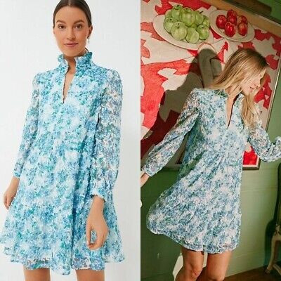 Tuckernuck NEW Water's Edge Hydrangea Organza Blue Drop Waist Palmerston Dress  | eBay | eBay US