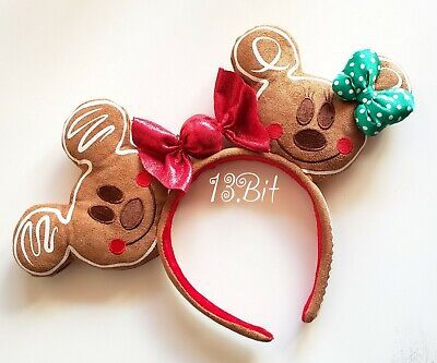 Disney Parks Christmas Mickey & Minnie Gingerbread Cookie Minnie Ears Headband | eBay US