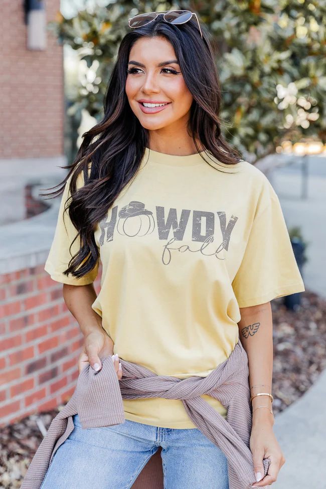 Howdy Fall Mustard Graphic Tee | Pink Lily