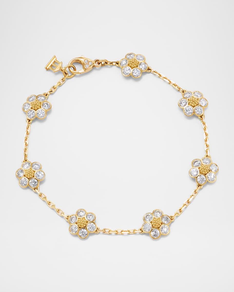 18K Yellow Gold Diamond Fiori Link Bracelet | Neiman Marcus