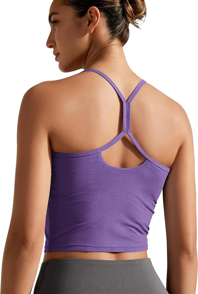 ODODOS Women's Slim Racerback Cropped Tank - odSTRATUM Tech Sports Bra, Ultra Soft UPF 50+ Cami T... | Amazon (US)