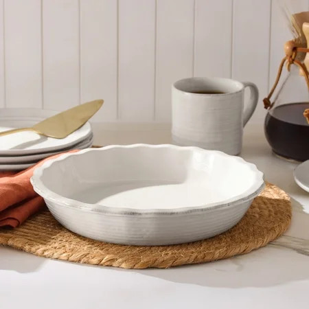 Better Homes & Gardens Artisan 10.5 Inch Cream Stoneware Pie Dish | Walmart (US)
