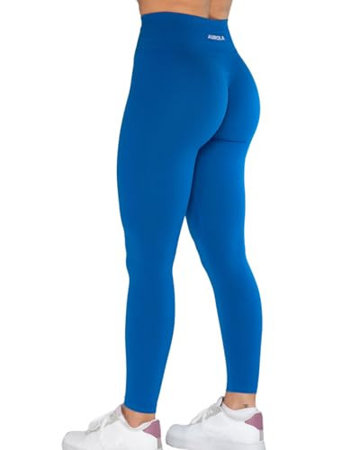 Seamless Scrunch Legging Women Yoga Pants 7/8 Tummy Control Workout Running for Fitness Sport Active Legging-25''（XL,Lapis Blue | Amazon (US)