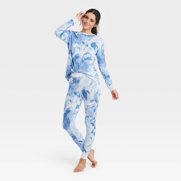 Women's Tie-Dye Cozy Long Sleeve Top and Leggings Pajama Set - Stars Above™ Blue | Target