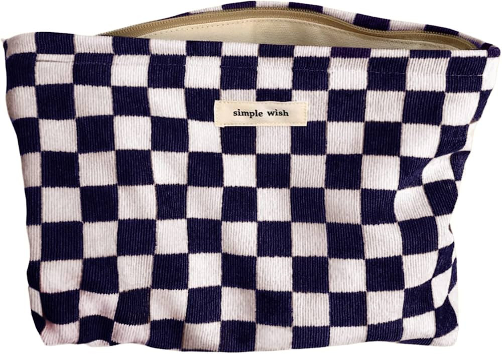 HAPPYHEIDI Women Floral Corduroy Canvas Travel Makeup Bag Cosmetic Pouch Purse Organizer, Khaki | Amazon (US)