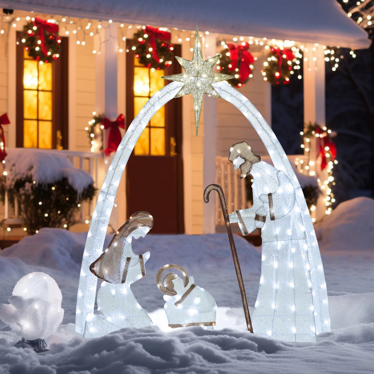 Gutierrez 5FT Christmas Nativity Scene Lighted Yard Display | Wayfair North America