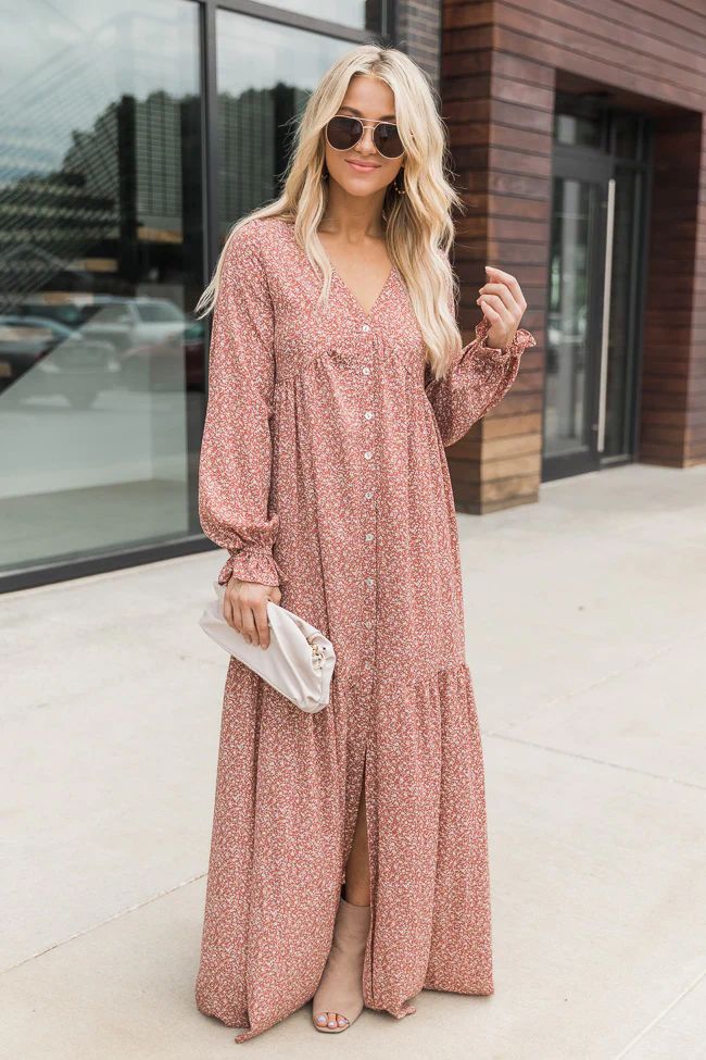 Changing My Mind Rose Floral Maxi Dress | The Pink Lily Boutique