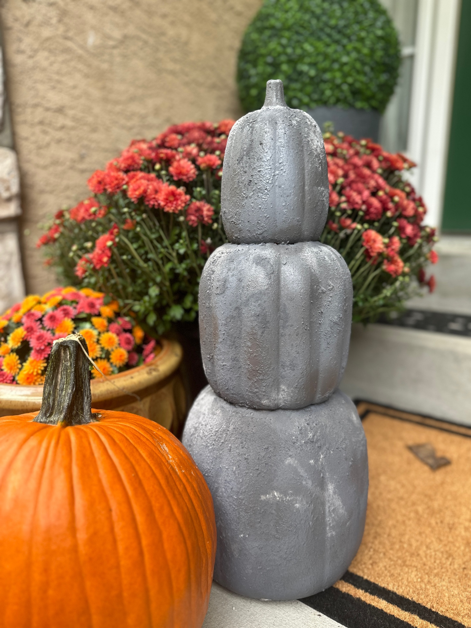Fall front porch decor featuring my DIY pottery barn inspired pumpkin stack and favorite faux mum spheres. 🍂

Concrete pumpkins, fall decor, fall porch, mums, fall mums, terracotta pumpkin, DIY fall decor, DIY Halloween decor

#LTKhome #LTKHalloween #LTKSeasonal