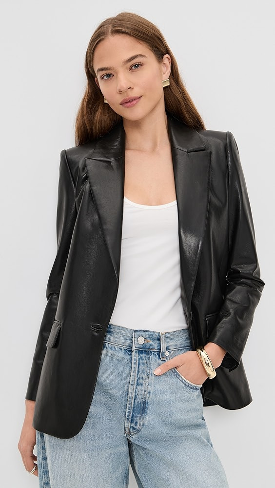 Denny Vegan Leather Notch Collar Blazer | Shopbop