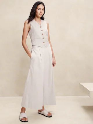 Linen-Cotton Cropped Vest | Banana Republic Factory