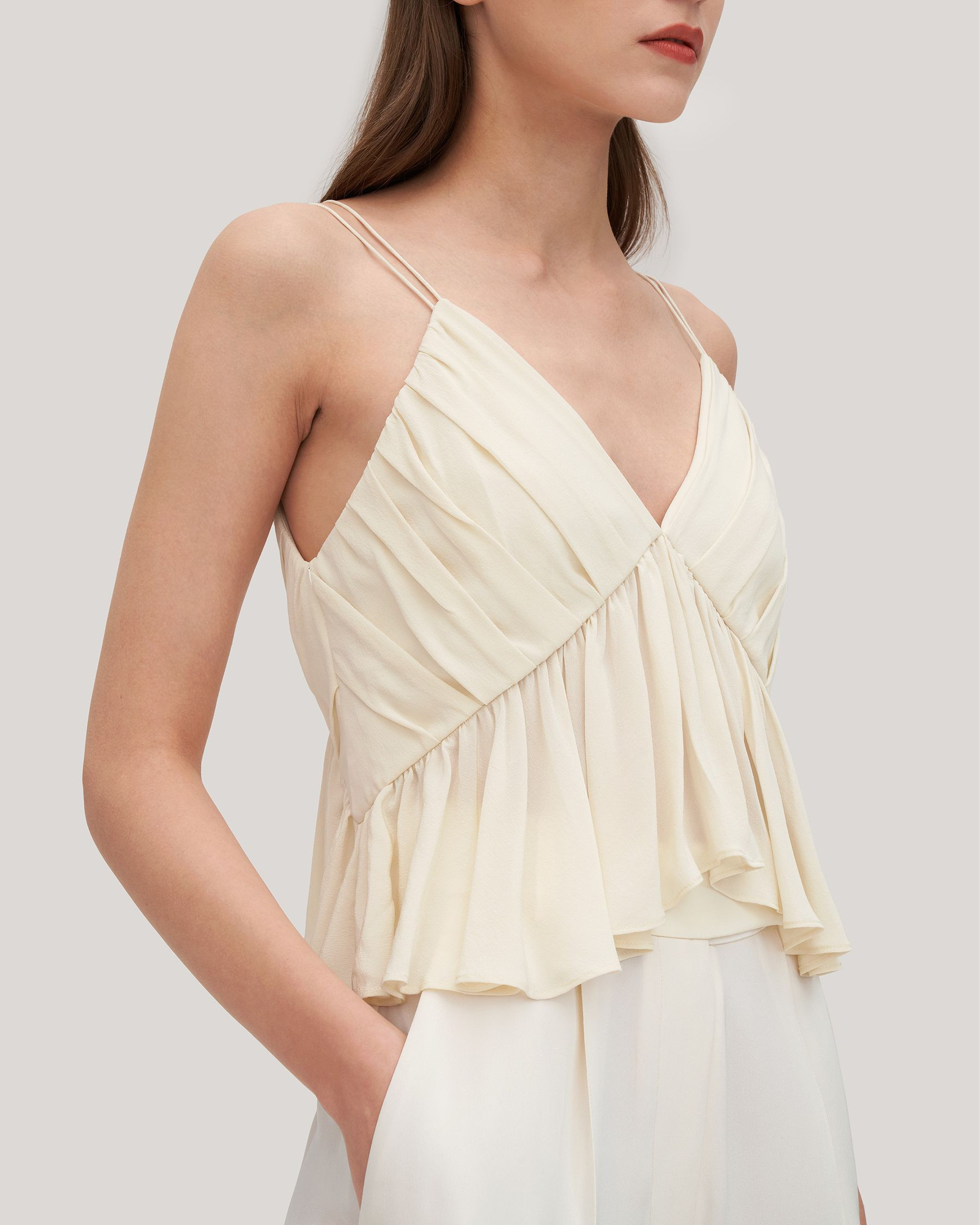 Versatile Pleated Silk Magnolia Camisole | LilySilk