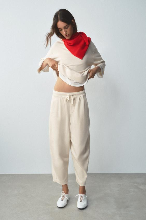 Zara - Balloon Trousers - Navy Blue - Xl - Woman | Zara UK