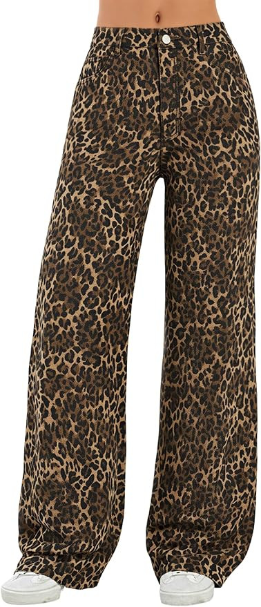 EMMIOL Women's 2025 Wide Leg Jeans Distress Mid Waist Denim Pants Vintage Y2K Trousers | Amazon (US)