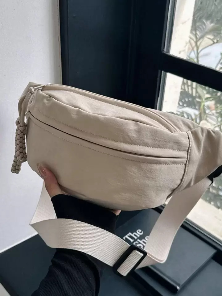 Minimalist Fanny Pack Zipper Medium Beige Unisex | SHEIN
