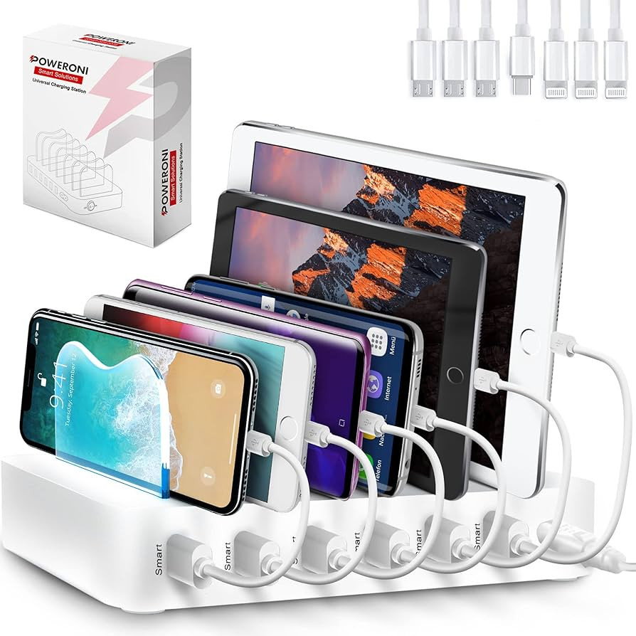 USB Charging Dock - 6-Port Universal Charging Station for Multiple Devices - Multi Device Charger... | Amazon (US)