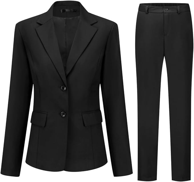 YUNCLOS Women's 2 Pieces Office Suit Set Long Sleeve Blazer Jacket and Suit Pants | Amazon (US)