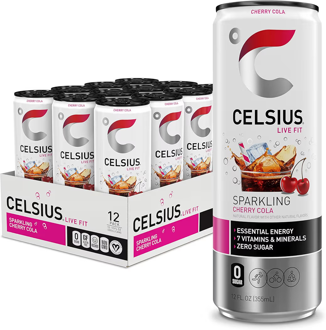 CELSIUS Sparkling Cherry Cola, Sugar Free Energy Drink, 12 Fl Oz (Pack of 12) | Amazon (US)