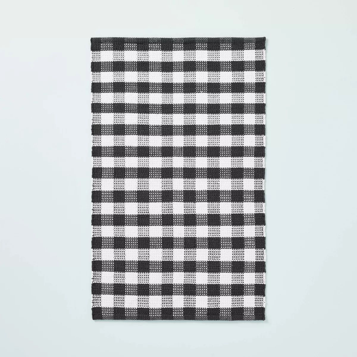 Textured Gingham Indoor/Outdoor Woven Area Rug Dark Gray/Cream - Hearth & Hand™ with Magnolia | Target