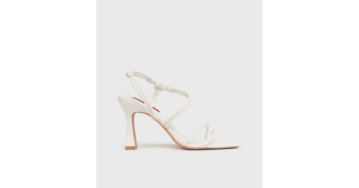 London Rebel White Leather-Look Strappy Block Heel Sandals | New Look | New Look (UK)