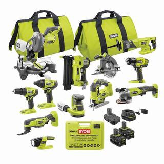 RYOBI ONE+ 18V Cordless 12-Tool Combo Kit with (3) Batteries, Charger, and 300-Piece Drill and Dr... | The Home Depot
