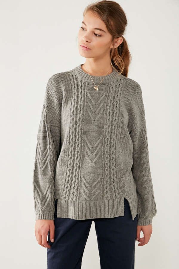 BDG Cable Knit Balloon Sleeve Sweater | Urban Outfitters US