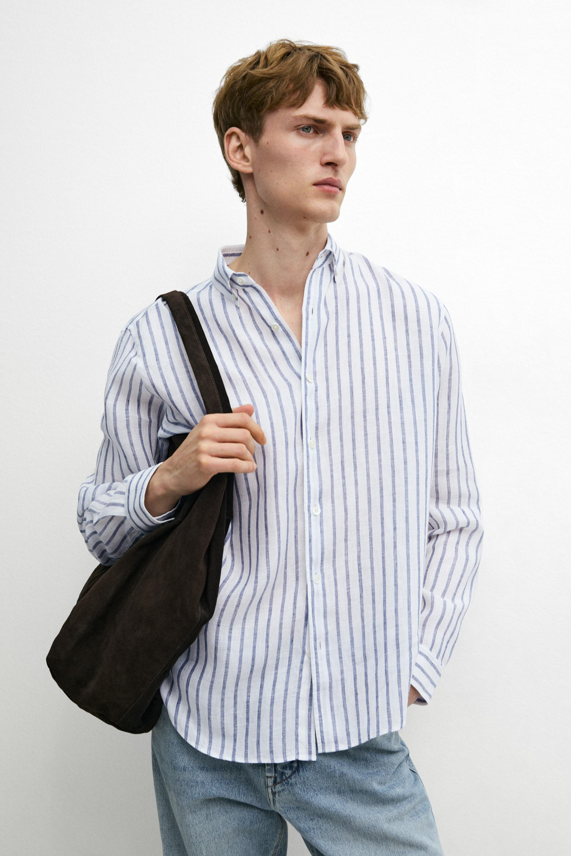 Camisa raya 100% lino | Massimo Dutti US