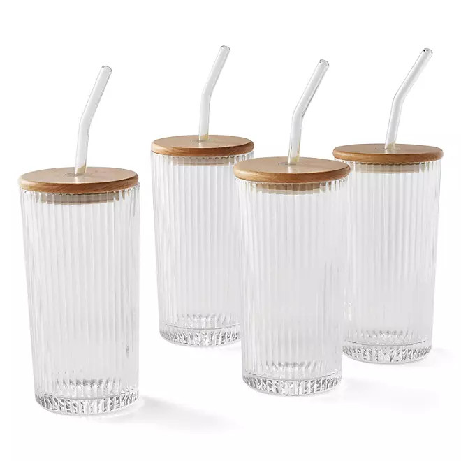 Member's Mark 4-Pack Glass Tumblers with Beech Wood Lids | Sam's Club