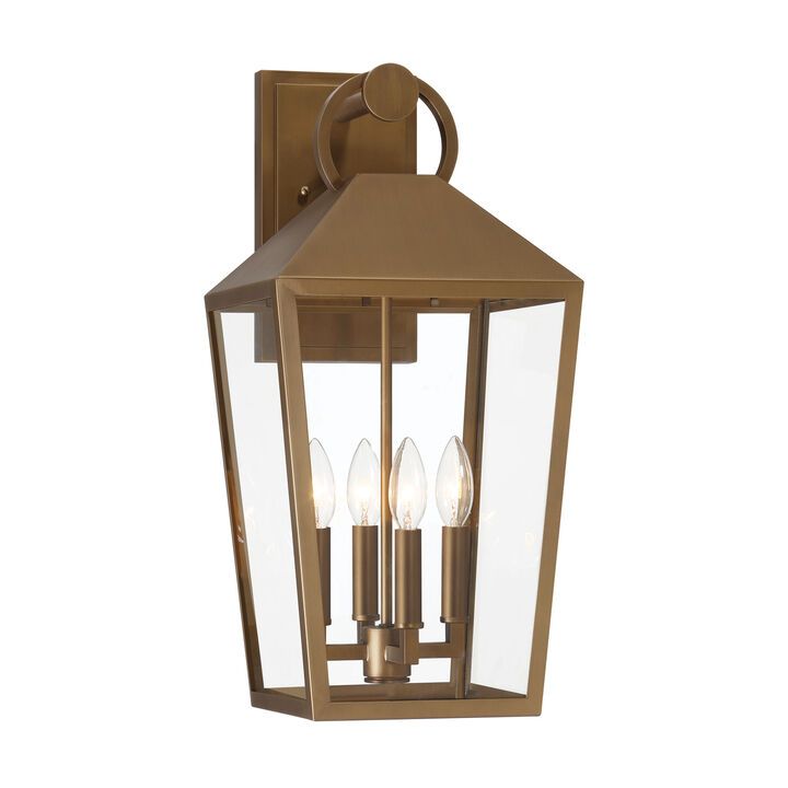 Cole Outdoor Wall Light, Large, Burnished Brass | Lights.com