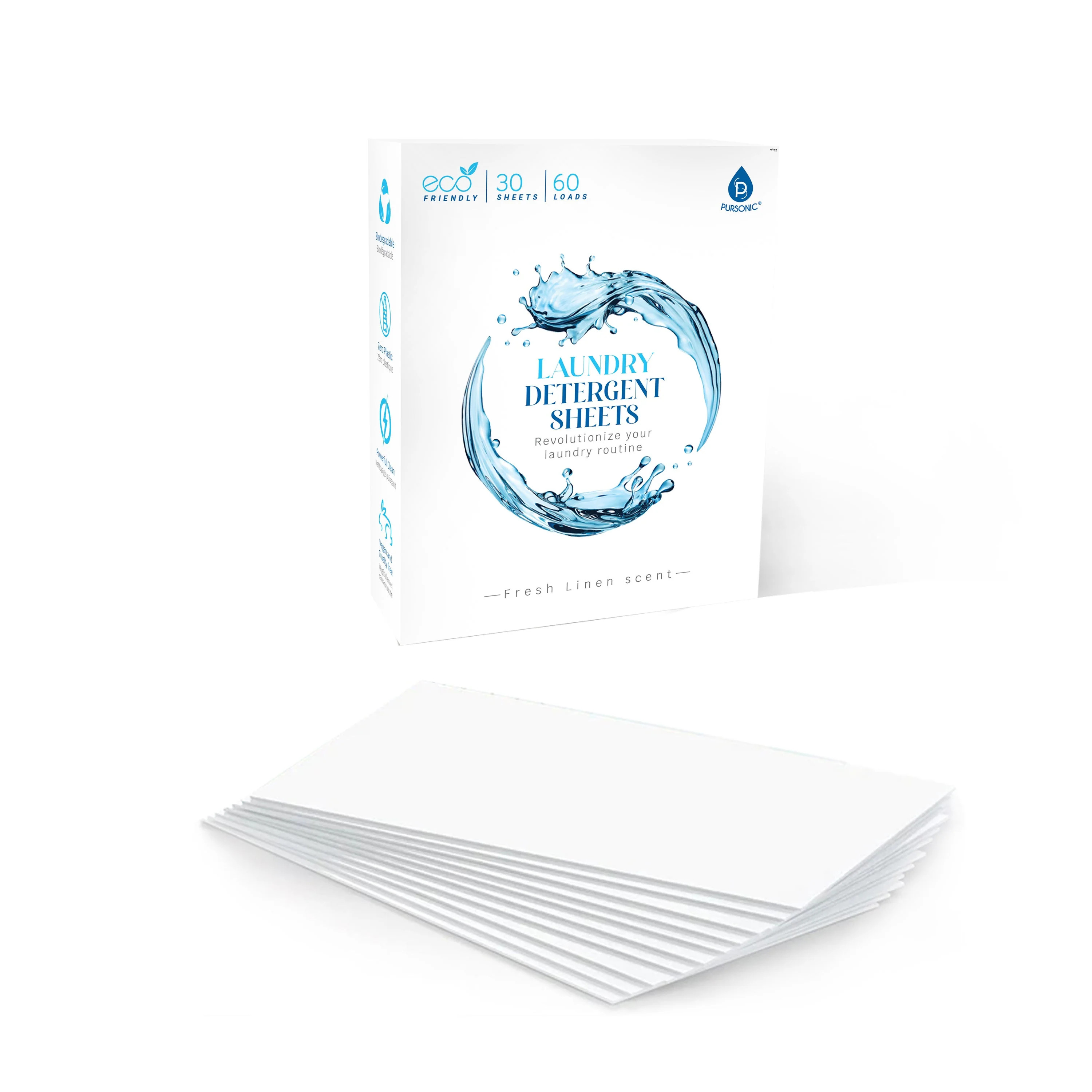 Natural Laundry Detergent Sheets ,Eco Friendly– Fresh Linen Scent 100 Sheets-200 Loads | Casual Chic Boutique