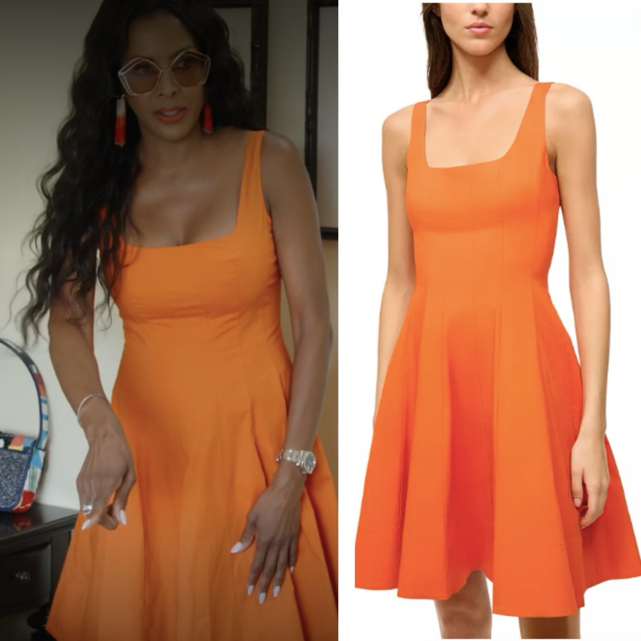 Stacey Rusch’s Orange Square Neck Dress
