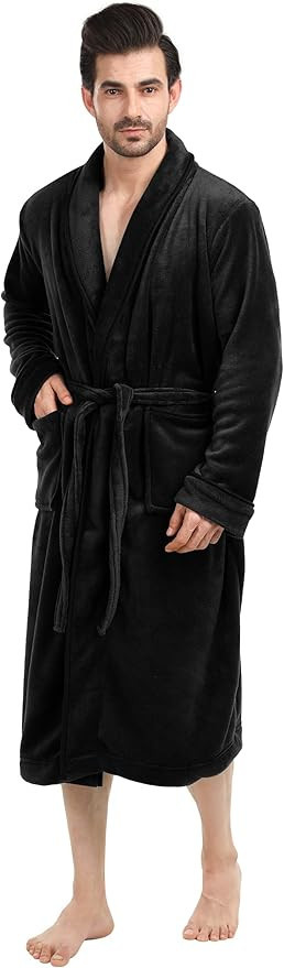 NY Threads Luxurious Men's Shawl Collar Fleece Bathrobe Long Spa Robe | Amazon (US)