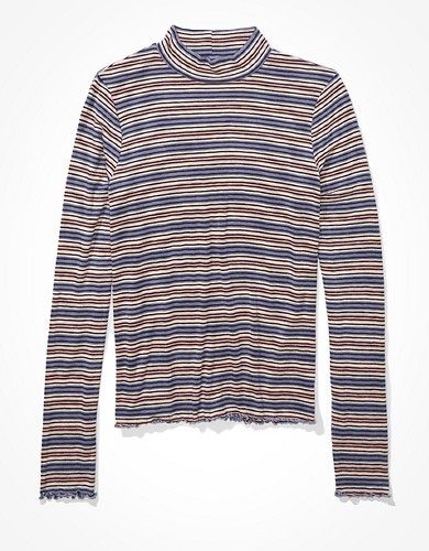 AE Long Sleeve Mock Neck T-Shirt | American Eagle Outfitters (US & CA)