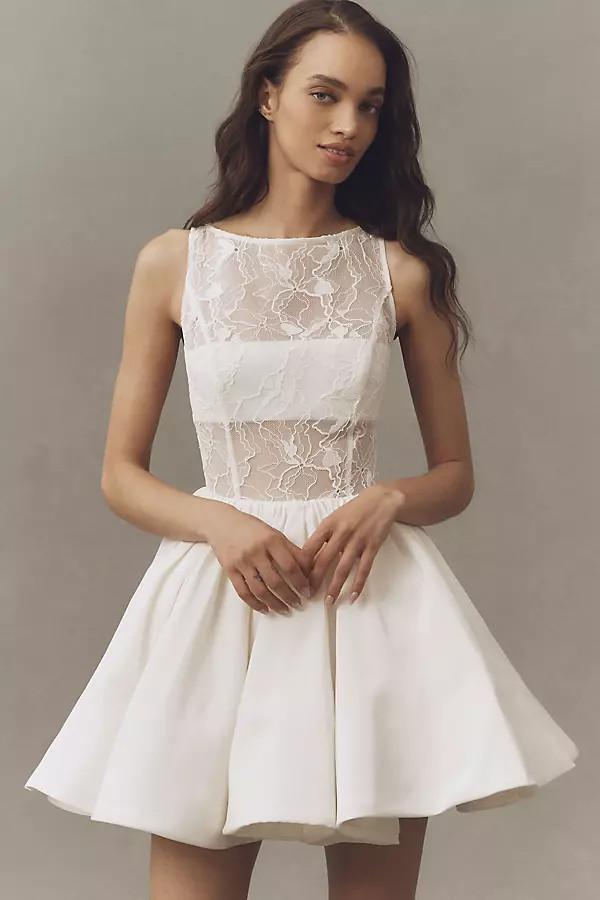 Lainey Boat-Neck Mini Dress | Anthropologie (US)