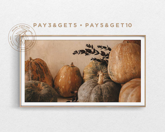 4K Samsung Frame TV Art Vintage Style Pumpkins Art Earthy - Etsy | Etsy (US)