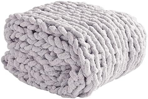 Twomissone Luxury Chunky Knit Chenille Bed Blanket 50x60 Large Knitted Throw Blanket Warm Soft Cozy  | Amazon (US)