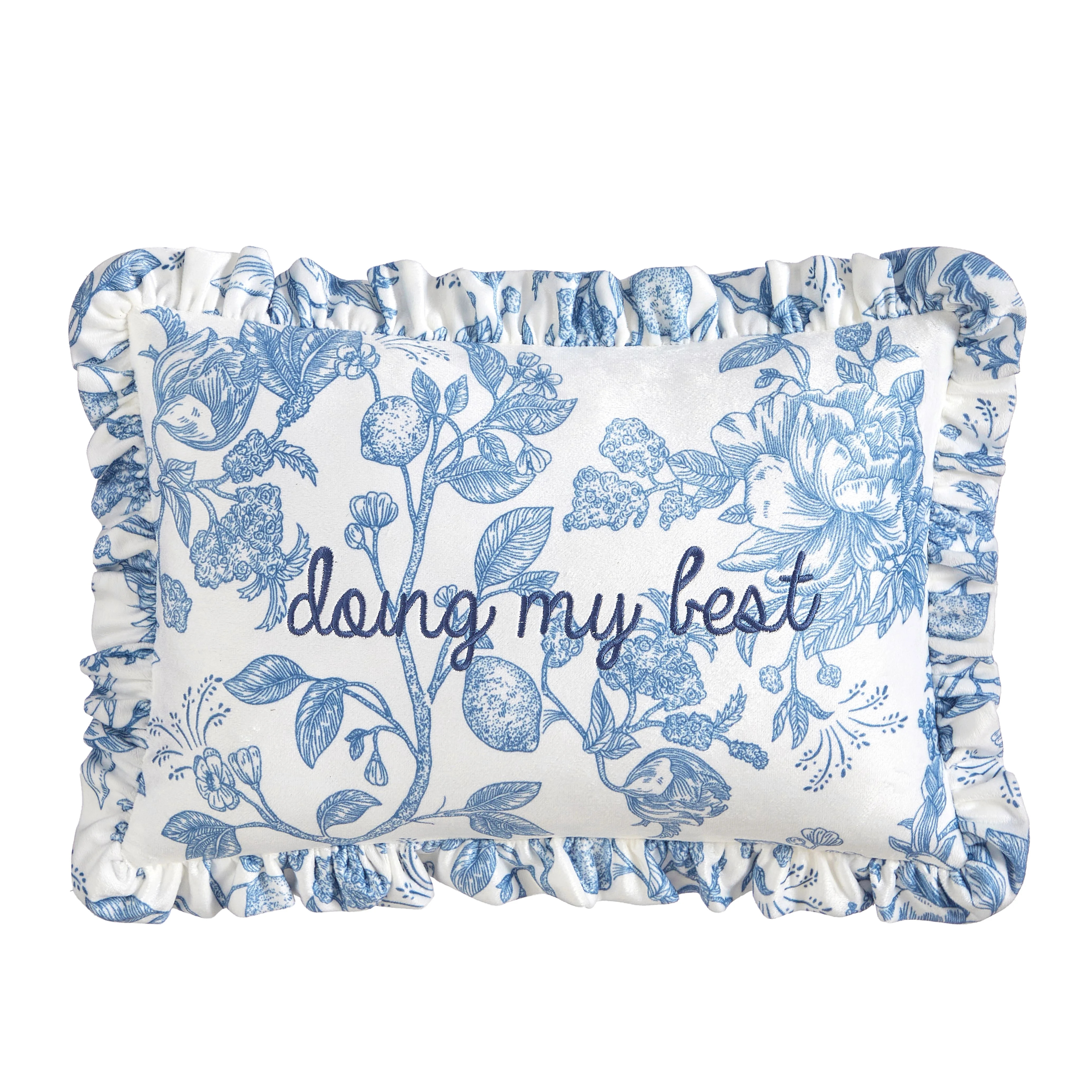 Urban Shop Blue Petals & Pearls Ruffle Decorative Pillow 12"x18" | Walmart (US)