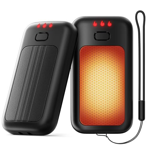 Hand Warmers, 2 Pack Rechargeable Hand Warmer, Pocket Heating Electric Hot Hands Handwarmers, Camping Hunting Gear, Gifts for Women, Men, Christmas, Golf, Portable Outdoor Heater (Black) | Amazon (US)