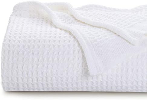 Bedsure 100% Cotton Blankets King Size - White 405GSM Waffle Weave Soft Lightweight Thermal King ... | Amazon (US)