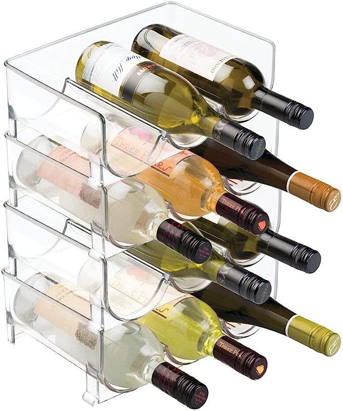 mDesign Modern Plastic Stackable Vertical Standing Wine Bottle Holder Stand - Storage Organizer f... | Amazon (US)