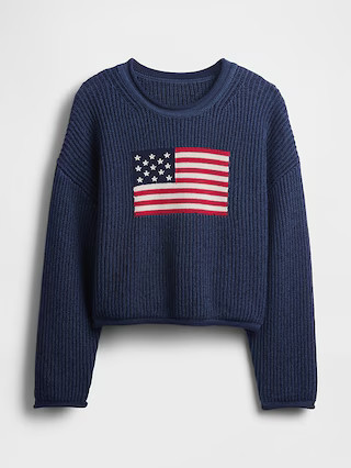 100% Cotton Oversized Crop Americana Sweater | Gap (US)